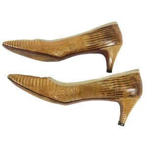 Vintage Snakeskin Shoes Florsheim Pumps Womens Size 10.5 AAA High Heels Slim Nar